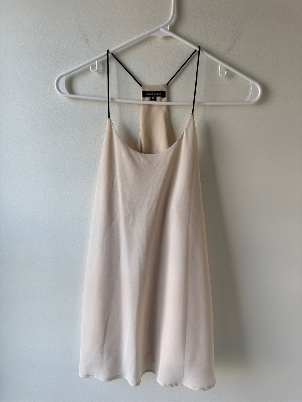 Naked Zebra Cream Sleeveless Shirt with Black Straps